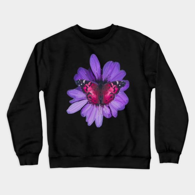 Purple Butterfly Lilac Flower Crewneck Sweatshirt by Manzo Carey